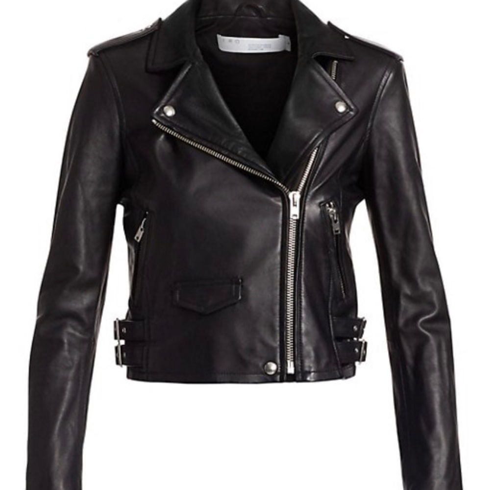 IRO Ashvillespe Deep Blue Distressed Leather Jacket 40 NEW